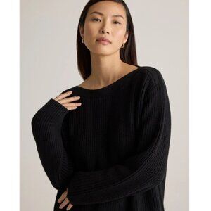 Quince 100% Organic Cotton Fisherman Boatneck Sweater Women Sz Small Black